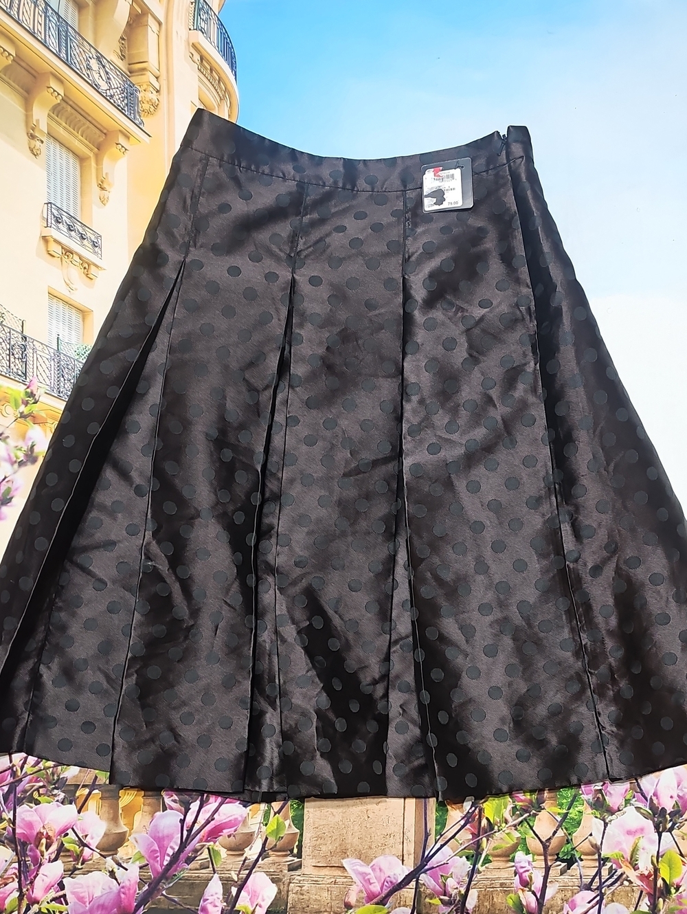 Halogen Pleated Polka Dot Skirt Size 6 New